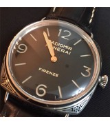 Panerai Radiomir Firenze PAM604 Swiss Automatic Watch-Stick Hour Markers Black Dial-Black Leather Strap